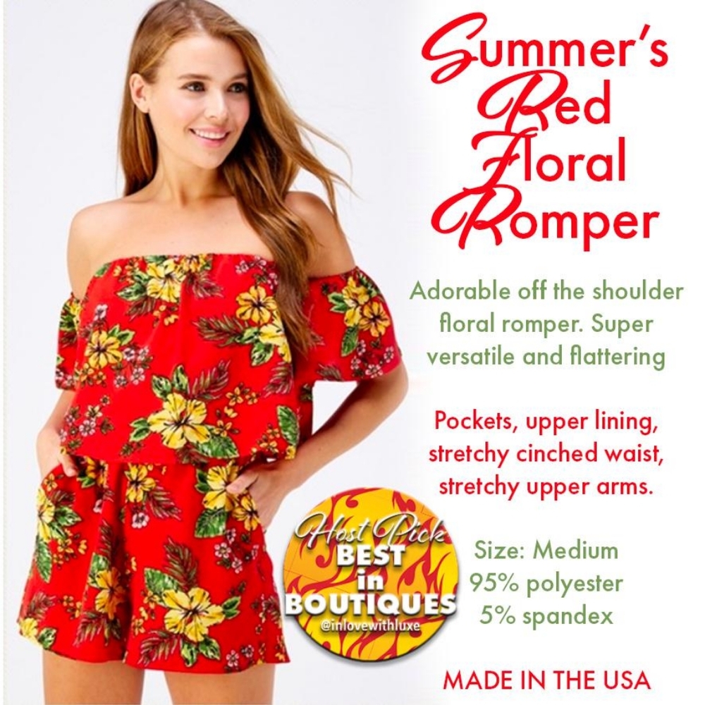 Summer’s Red Floral Romper NEW